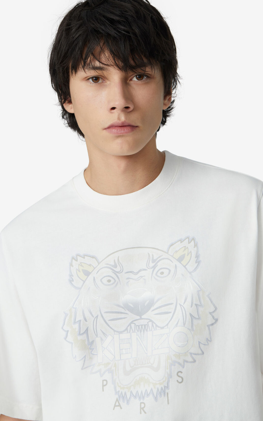 Kenzo Gradient Tiger T-shirt Heren Wit | 19482SDMB